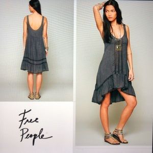 NWOT RARE Free People Intimately Parisian Slip Dress Charcoal Gray - Sz. Large